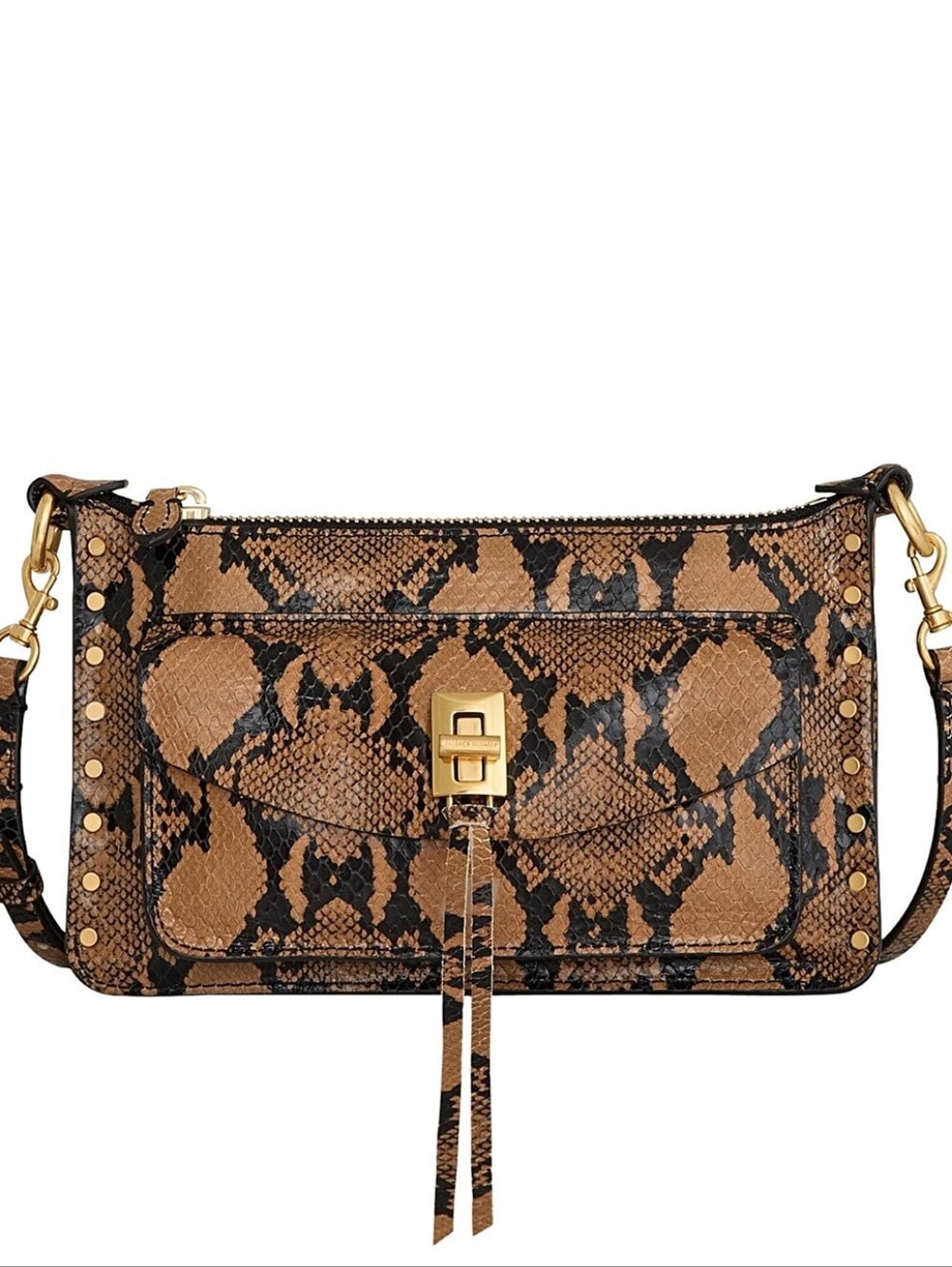 Rebecca Minkoff Darren Mini Top Zip Leather Crossbody Snake Print